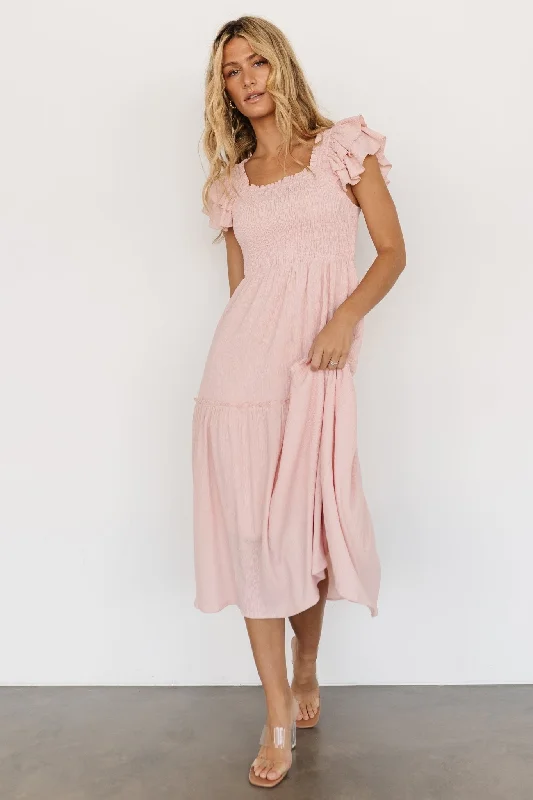 Jacie Smocked Midi Dress | Blush