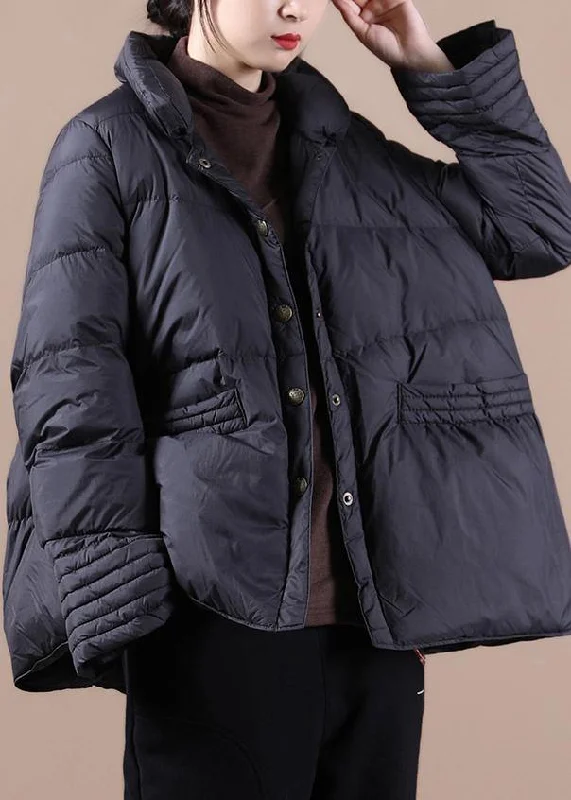 New casual snow jackets winter outwear black stand collar Chinese Button down coat