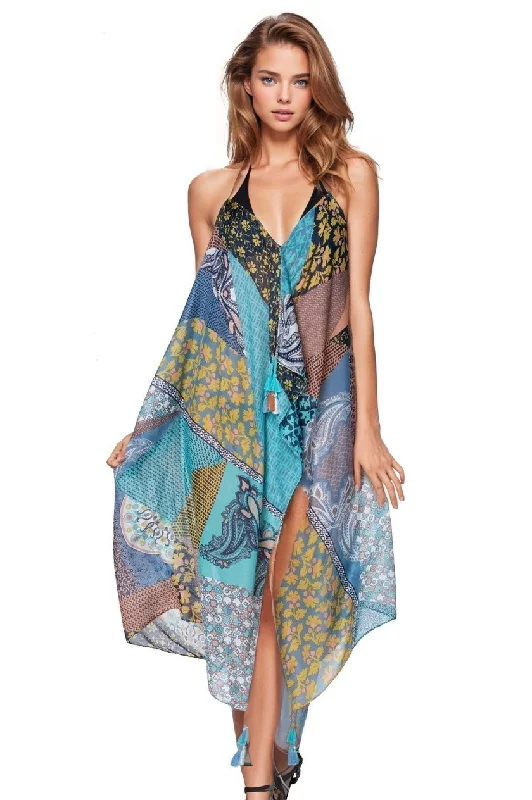 Maxi Halter Sundress Coverup in Picnic Patchwork