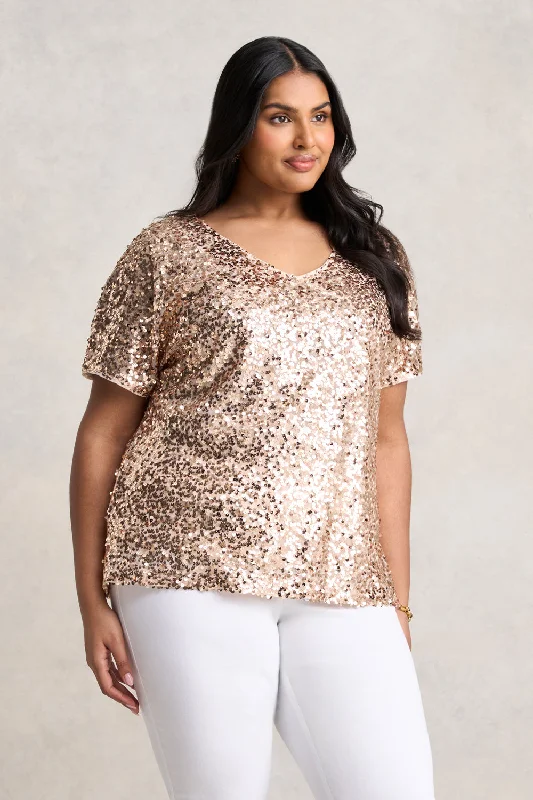 Sequin T-Shirt - Ice Gold