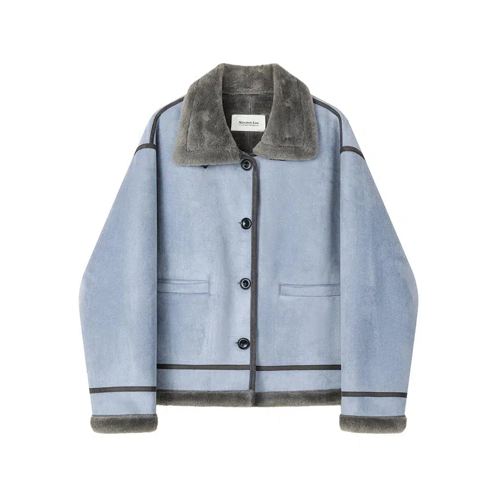 Faux Shearling Button-Up Jacket