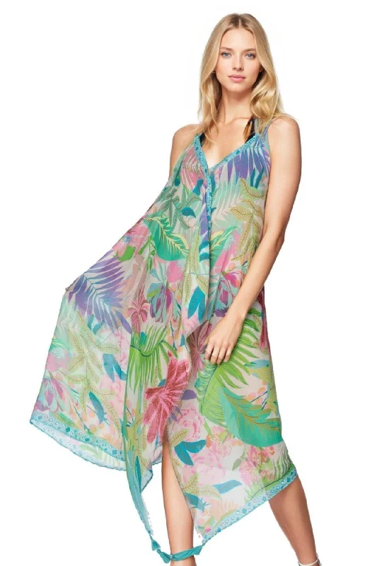 Maxi Halter Sundress Coverup in Summer Isle Print