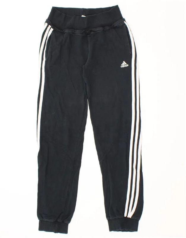 ADIDAS Womens Tracksuit Trousers Joggers UK 16 Large Navy Blue Cotton