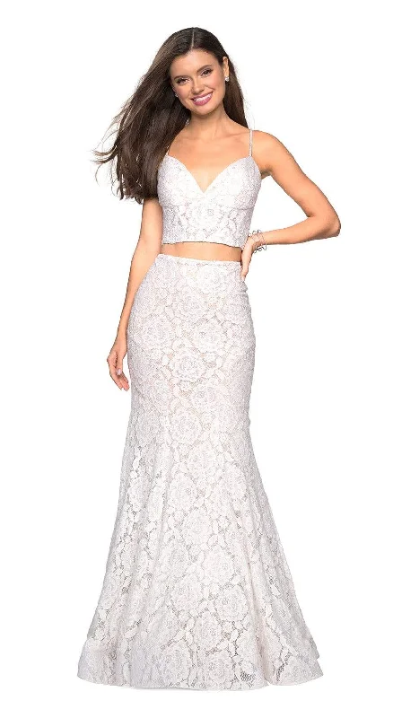 La Femme - Two Piece Lace Stretch Jersey Mermaid Evening Gown 27589SC