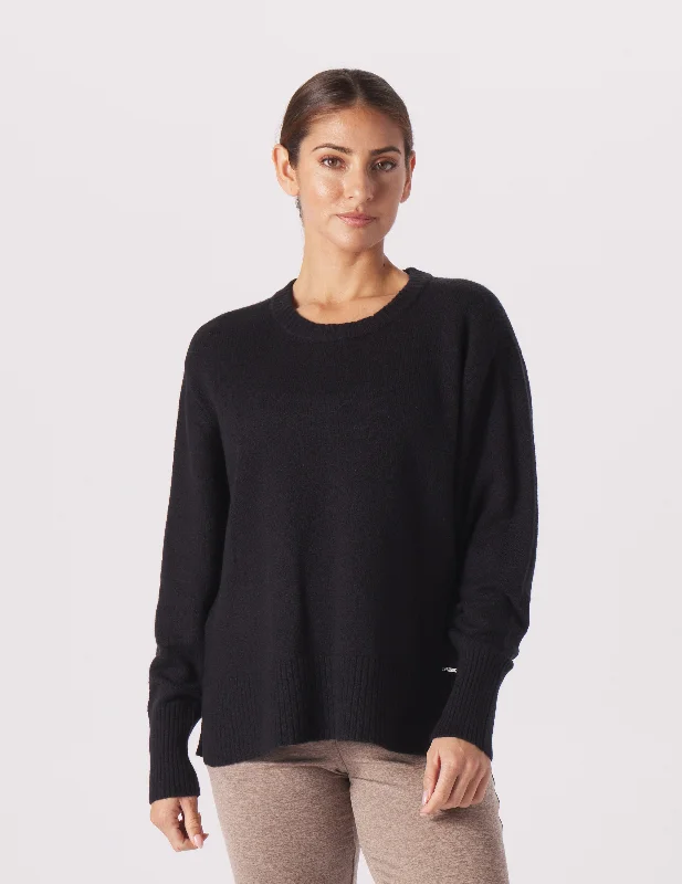 Elevated Knit Crew: Black