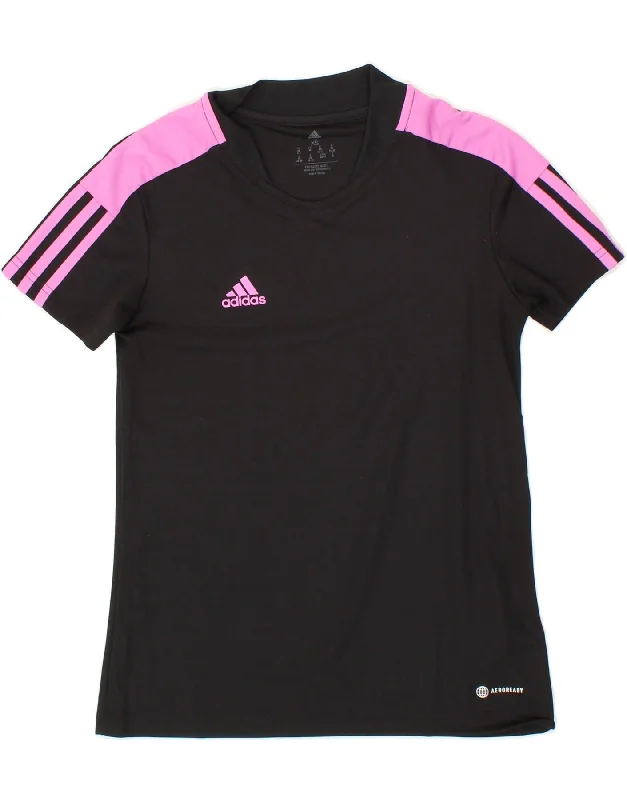 ADIDAS Womens Aeroready Oversized T-Shirt Top UK 4/6 XS Black Colourblock