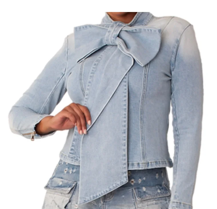 Destini denim bow tie top