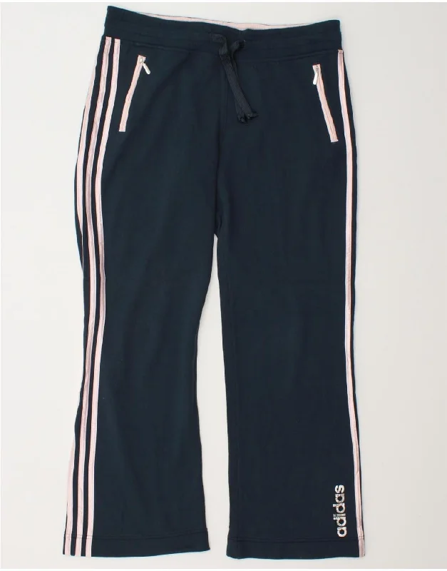 ADIDAS Womens Tracksuit Trousers UK 16 Large  Navy Blue Cotton