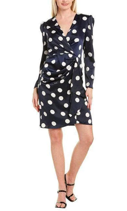 London Times T5568M - V-Neck Dotted Casual Dress