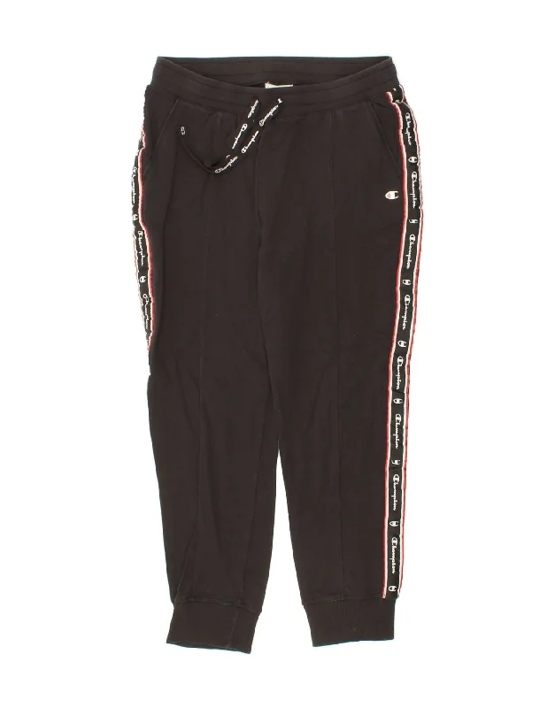 CHAMPION Womens Graphic Tracksuit Trousers Joggers Large  Black Cotton