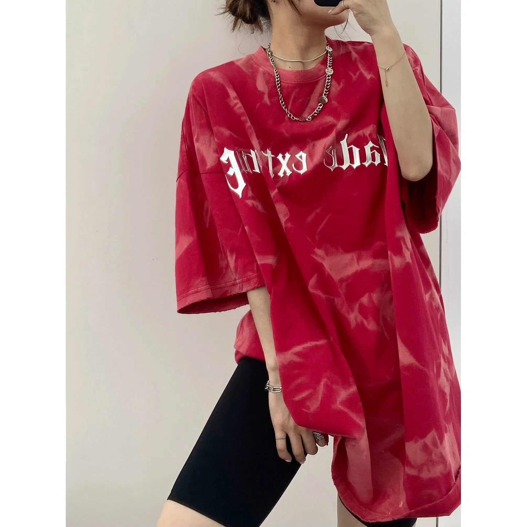 Graphic Print Oversized Tunic Top