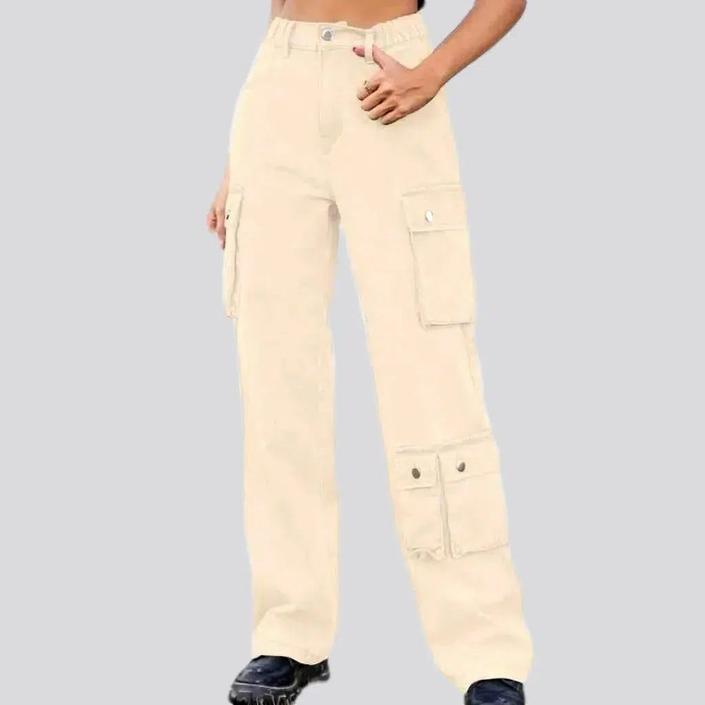 Fashion stonewashed denim pants for women