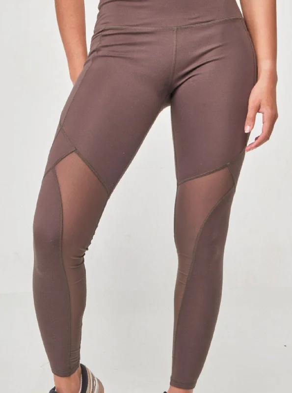 High-Rise Mesh Legging - Dark Olive Green