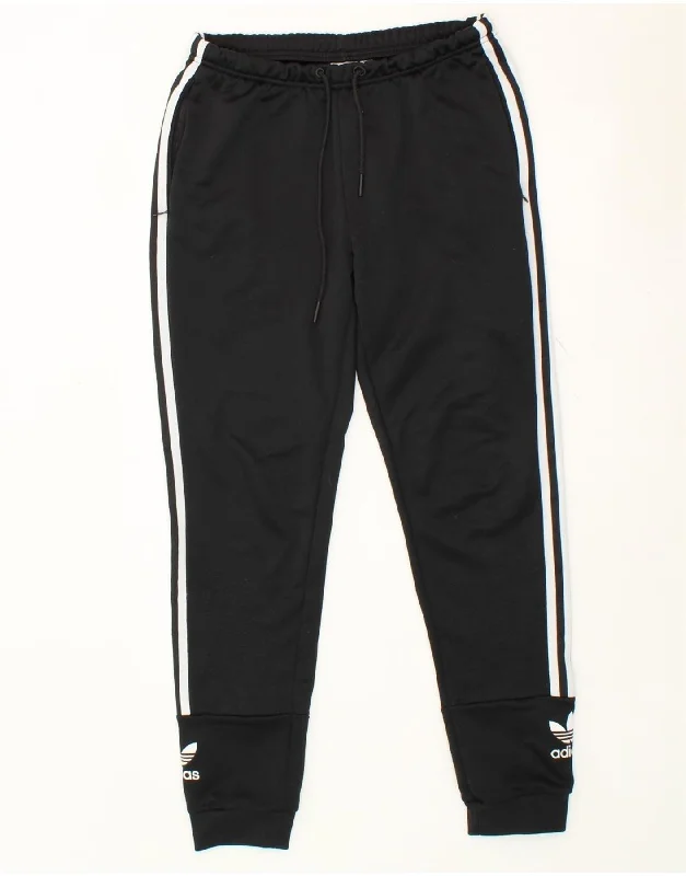 ADIDAS Womens Tracksuit Trousers Joggers UK 12 Medium Black