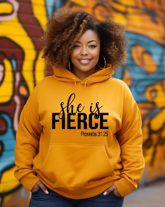 She Is Fierce Proverbs 31:25 Long Sleeve Hoodie