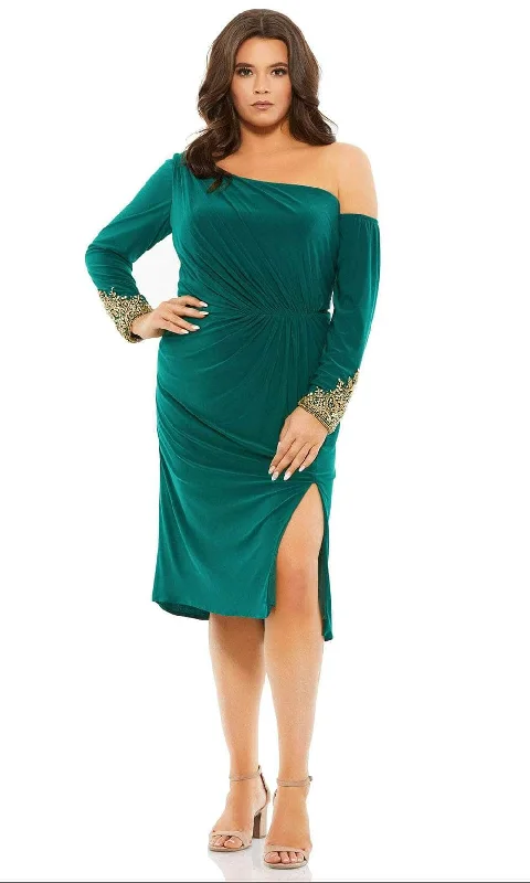 Mac Duggal 67900 - Long Sleeve Asymmetrical Neck Evening Dress