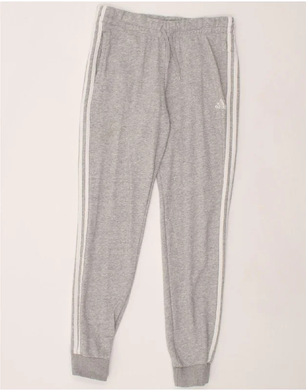 ADIDAS Womens Tracksuit Trousers Joggers UK 12/14 Medium  Grey Cotton