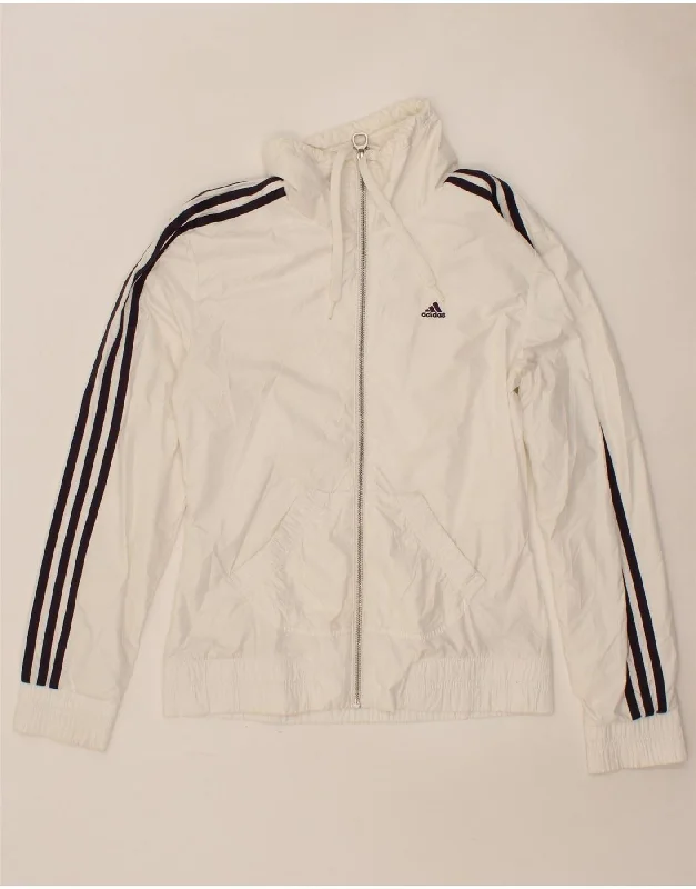 ADIDAS Womens Tracksuit Top Jacket UK 10 Small White Polyester