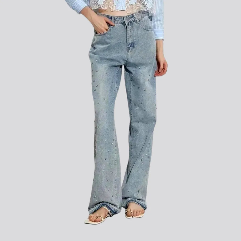 High waisted embellished women's jeans