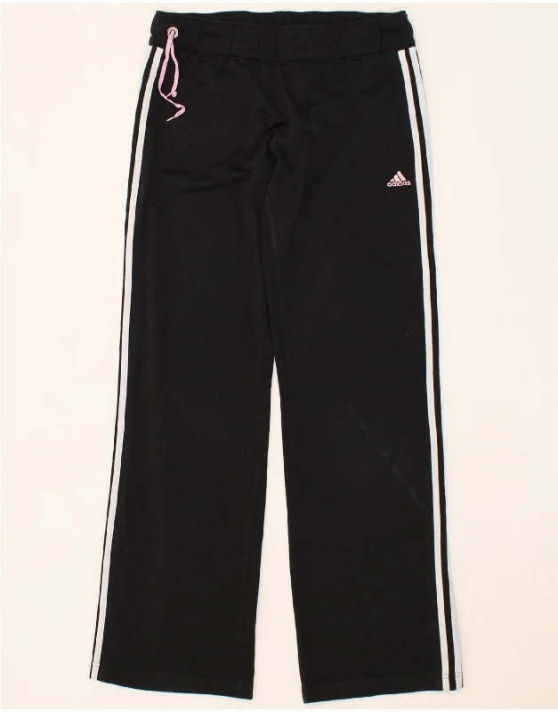 ADIDAS Womens Tracksuit Trousers UK 14 Large Black Polyester