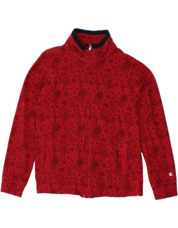 CHAMPION Womens Tracksuit Top Jacket UK 16 Large Red Paisley Cotton