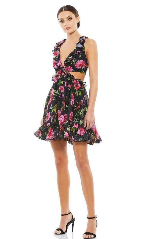 Ieena Duggal - 9155I Sexy Floral Open Back Dress