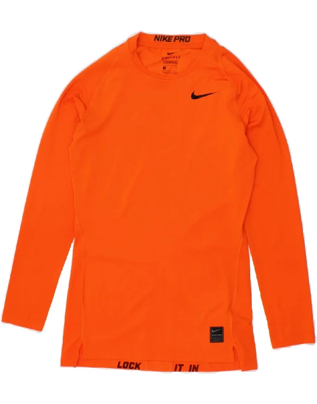 NIKE Womens Dri Fit Top Long Sleeve UK 10 Small Orange