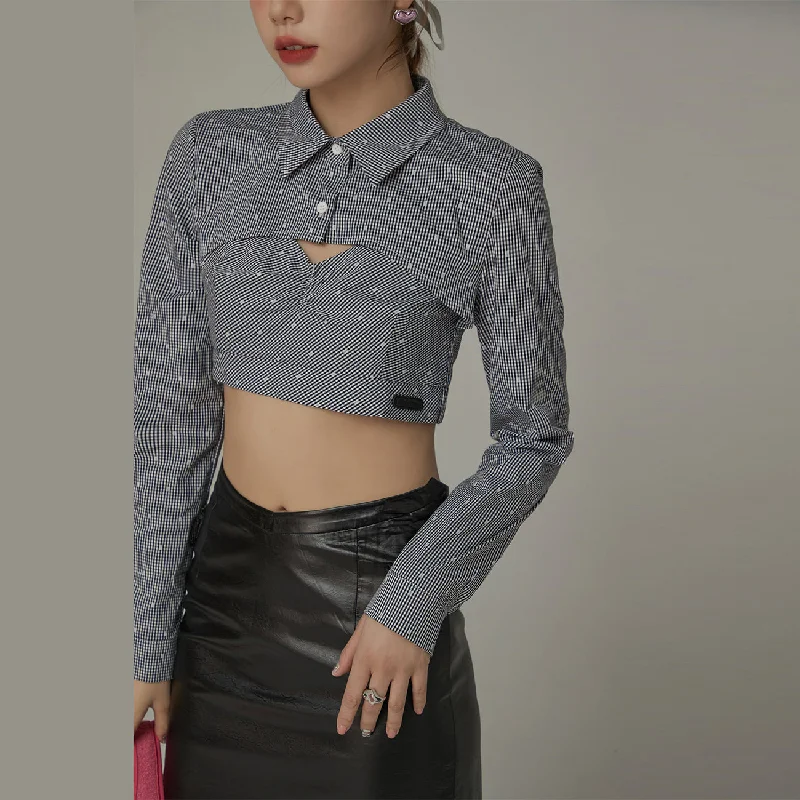 Cropped Check Cut Out Shirt