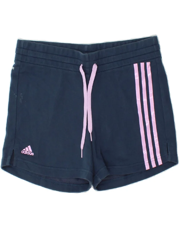 ADIDAS Womens Aeroready Sport Shorts UK 12/14 Medium  Navy Blue Cotton