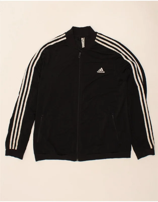 ADIDAS Womens Tracksuit Top Jacket UK 20/22 XL Black Polyester