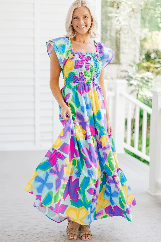 Let's Get Loud Blue Floral Maxi Dress