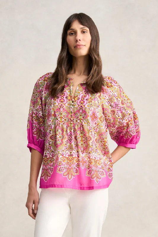 Cotton Blouse - Moroccan Tile Print