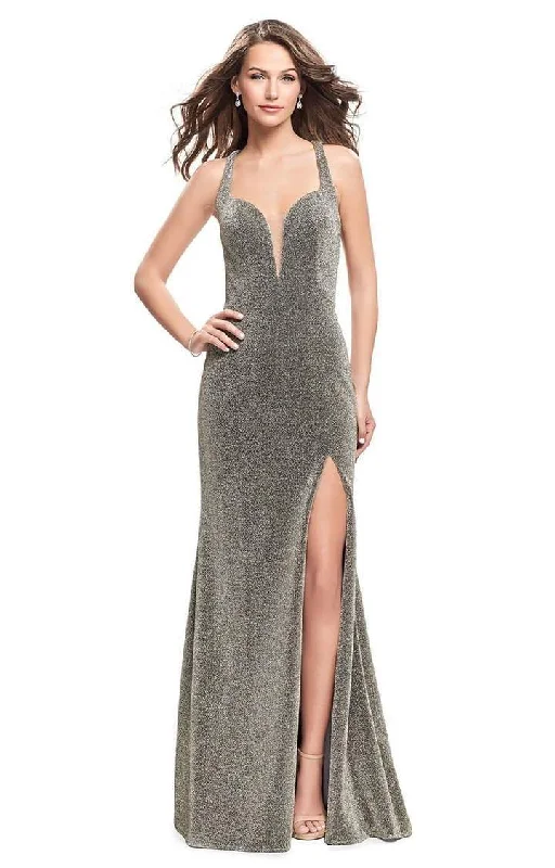 La Femme - 25901SC Deep Sweetheart Long Sheath Dress