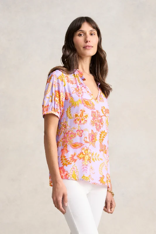 Printed Frill Neck Blouse