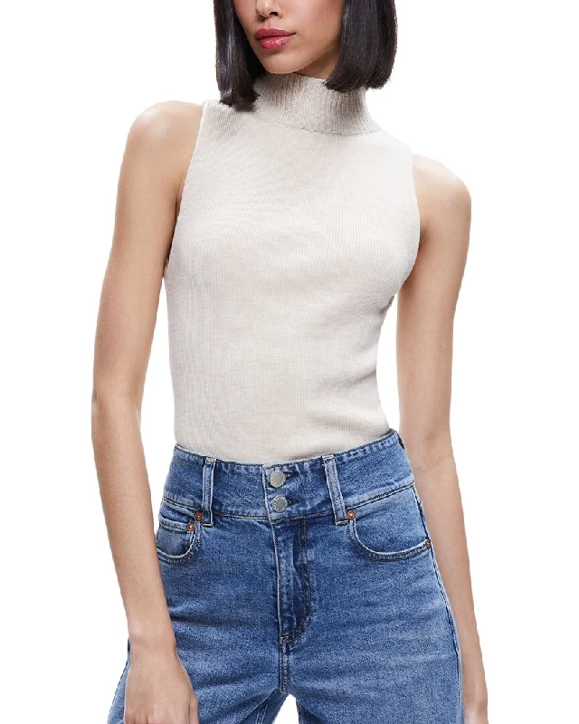 alice + olivia Darcey Wool-Blend Turtleneck Top