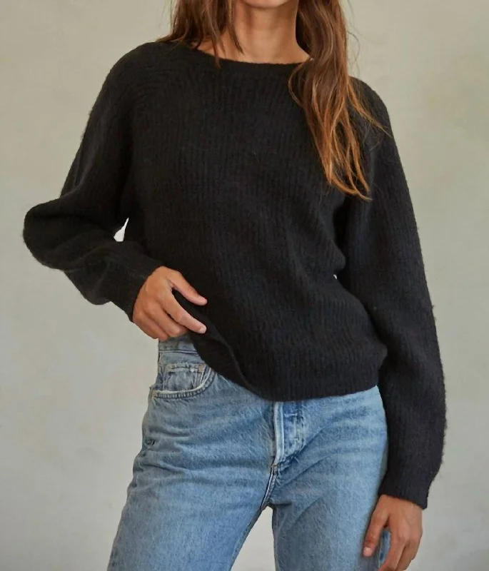 Belle Twist Back Sweater In Black