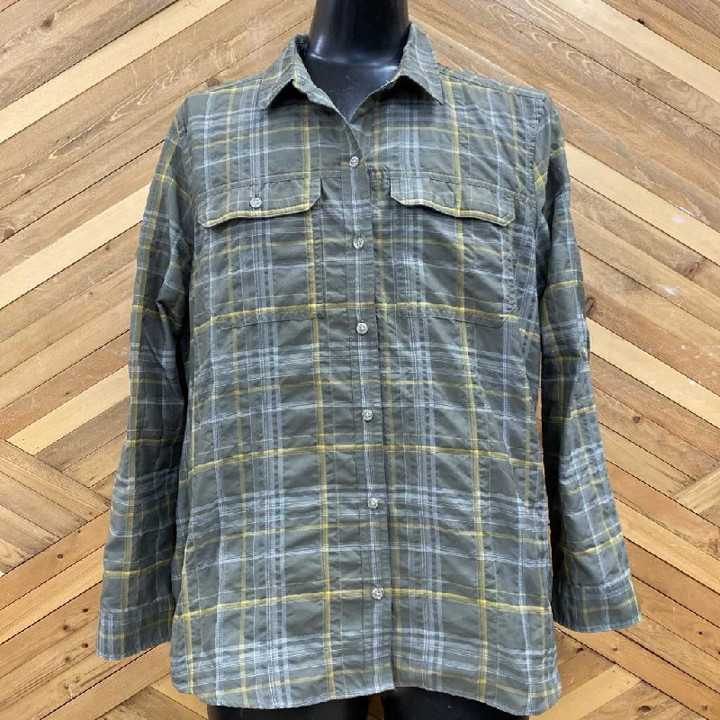 Eddie Bauer - Men's Button-Up Hiking Shirt - MSRP $95: Green/Yellow/White-women-XL