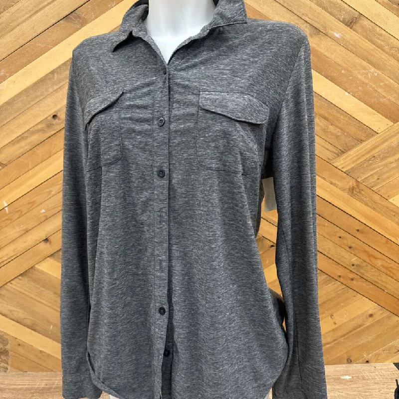 Eddie Bauer - Women's Button-Up Athletic Shirt - MSRP comp $95: Grey-women-MD