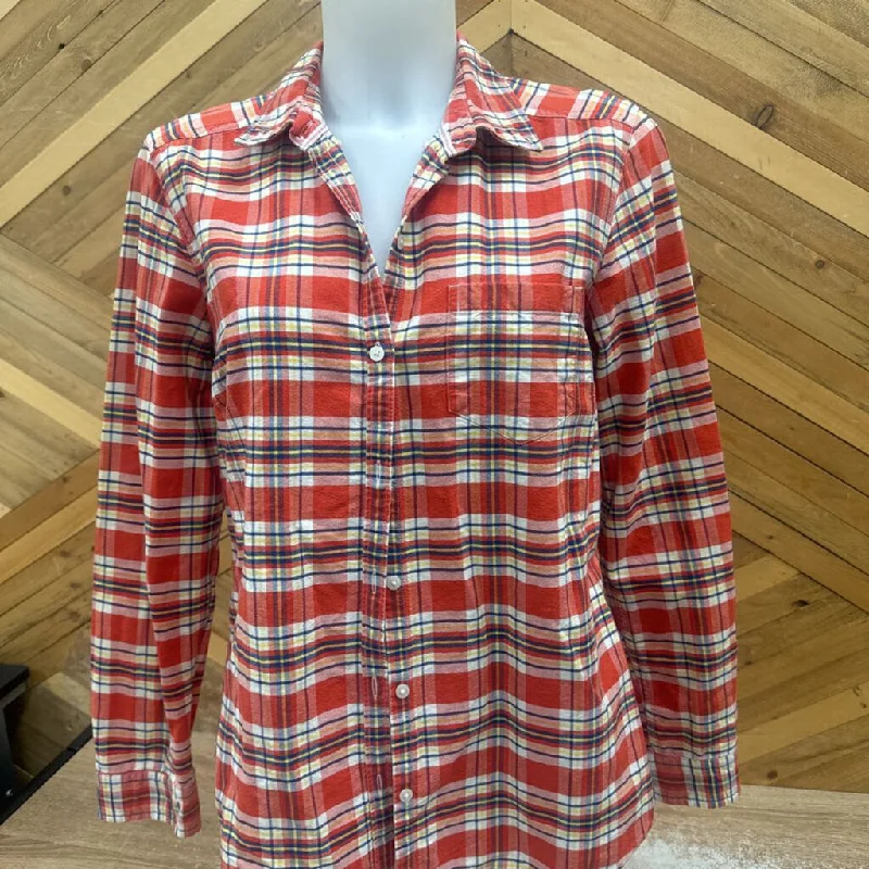 Eddie Bauer - Women's Button-Up Shirt - MSRP comp $100: Red/Blue/Yellow-women-LG