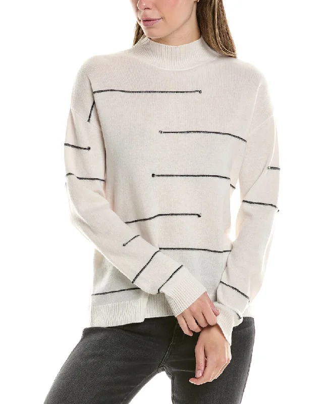 InCashmere Broken Stripe Cashmere Sweater