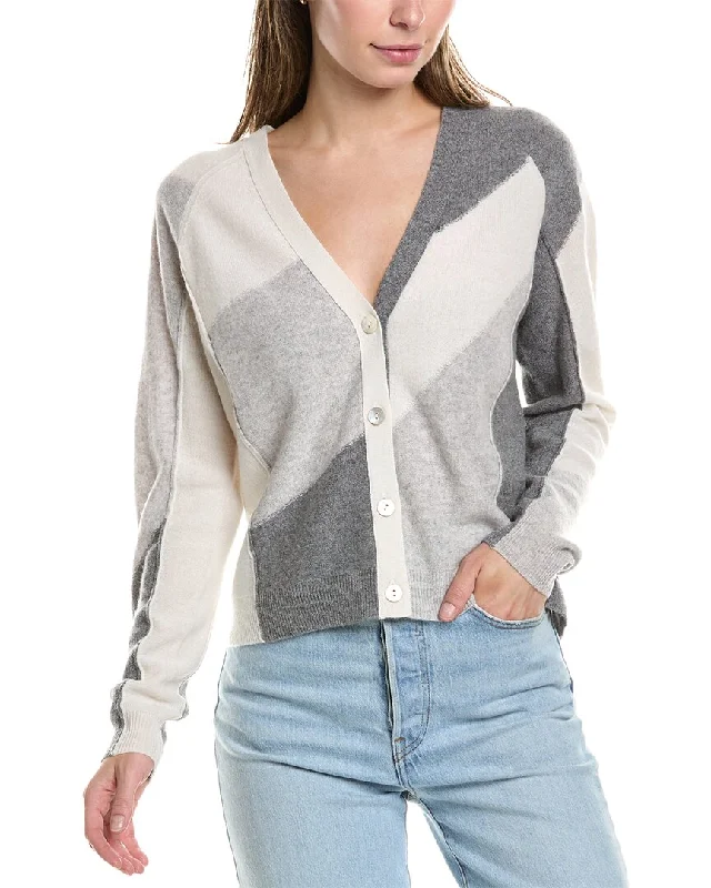 InCashmere Colorblock Cashmere Cardigan