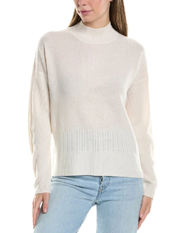 InCashmere Textured Stripe Cashmere Sweater