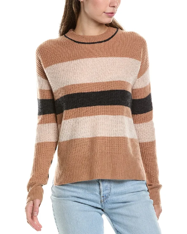 InCashmere Variegated Stripe Cashmere Sweater