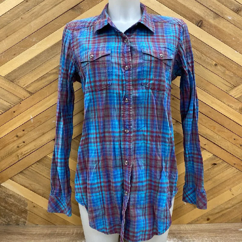 Kavu - Women's Plaid Shirt - MSRP $95: Pink/Blue-women-MD