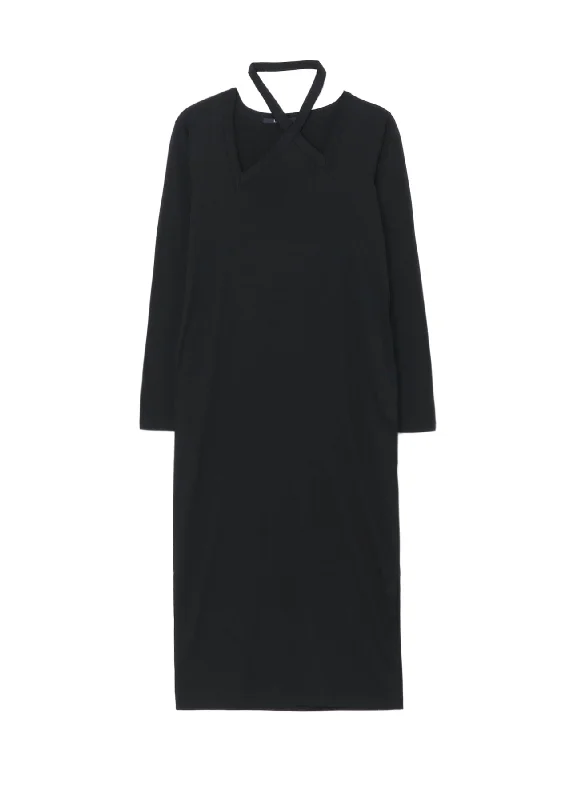 LYOCELL/COTTON JERSEY CROSS NECK DRESS