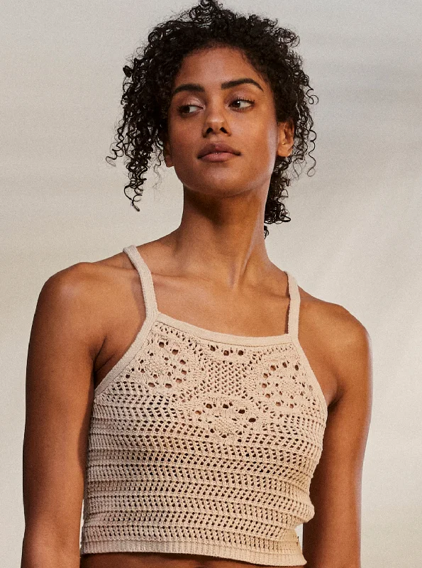 Malibu Crush Knitted Halter Top - Tapioca