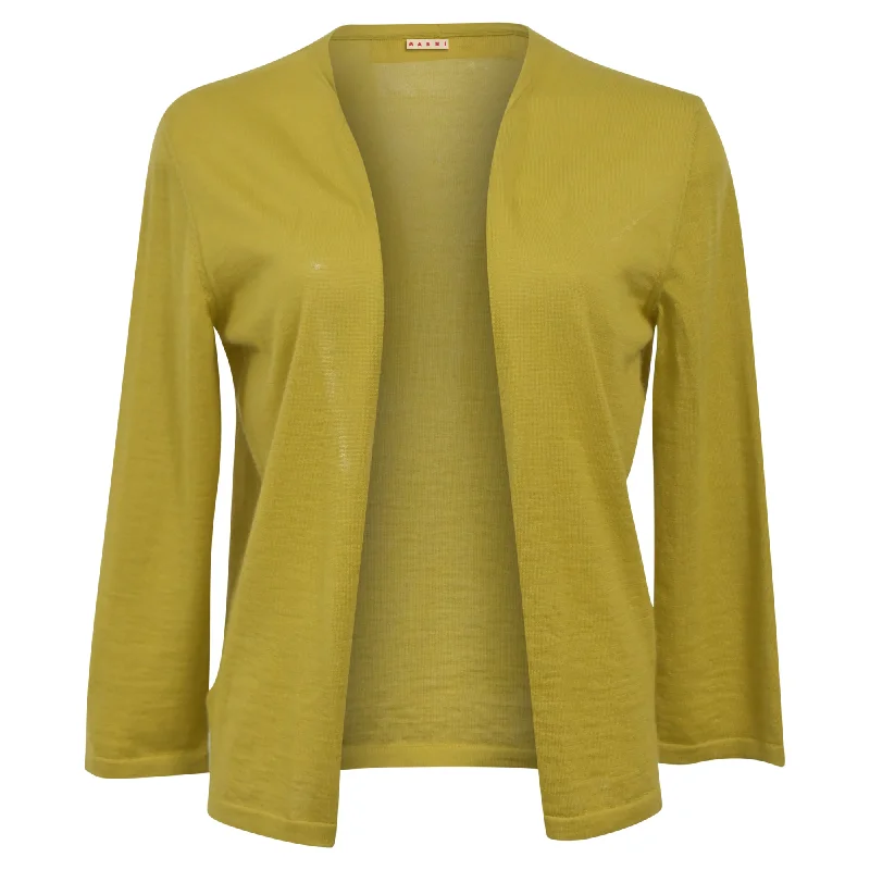 Marni Open-Front Cardigan in Yellow Wool