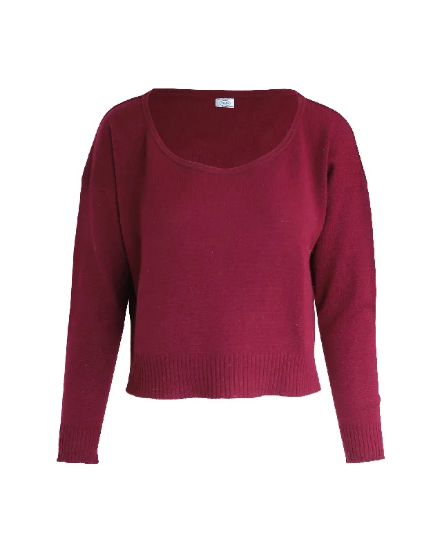 Prada Cropped Sweater in Burgundy Wool