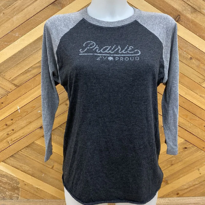 Prairie Proud- L/S T shirt : Grey -women-SM