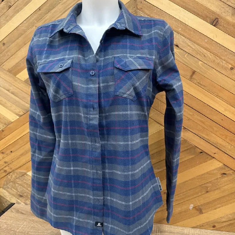 Salomon - Flannel Shirt - MSRP $90: Blue/Grey/Red-women-LG